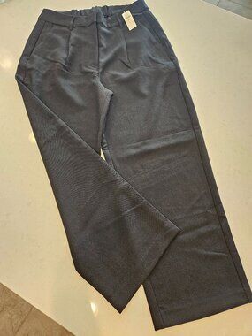 Old Navy Wide Leg Pleated Trouser Pants w/ Pockets - Black - Size L Petite
